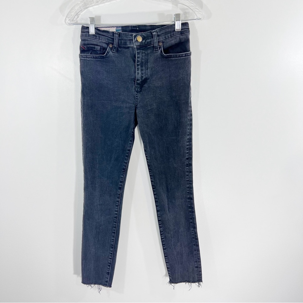 Marine Layer High Rise Skinny Washed Black Jeans Raw Hem Size 26 - Picture 2 of 9